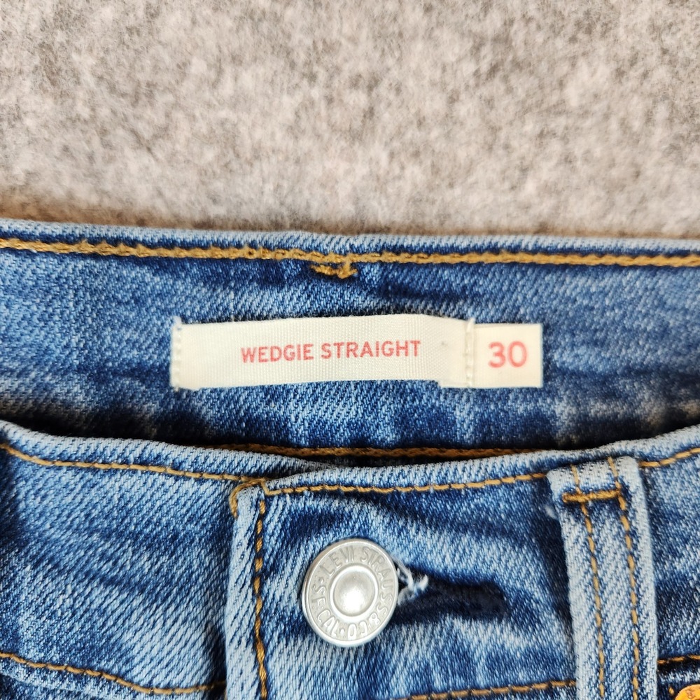 Levis Wedgie Straight Jeans Women 30x27 Blue Denim High Rise Button Fly Straight - Picture 4 of 9